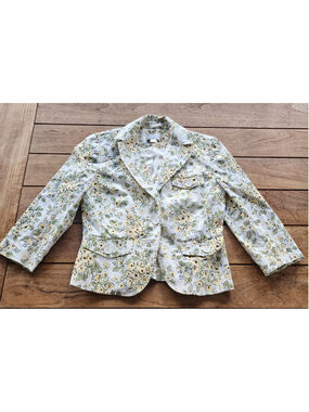 LOFT Vintage Floral Crop 3/4 Sleeve Blazer Jacket Size 2